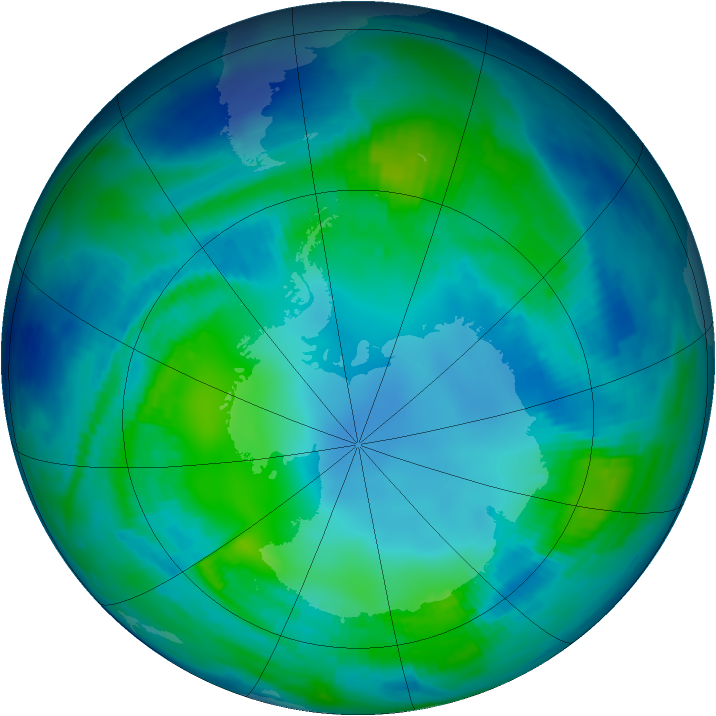 Antarctic ozone map for 04 May 1997